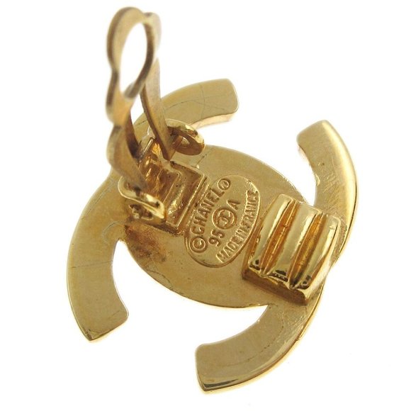 Chanel CC Turnlock Earrings Clip-On Gold Small 95A 99876 - Picture 3 of 10